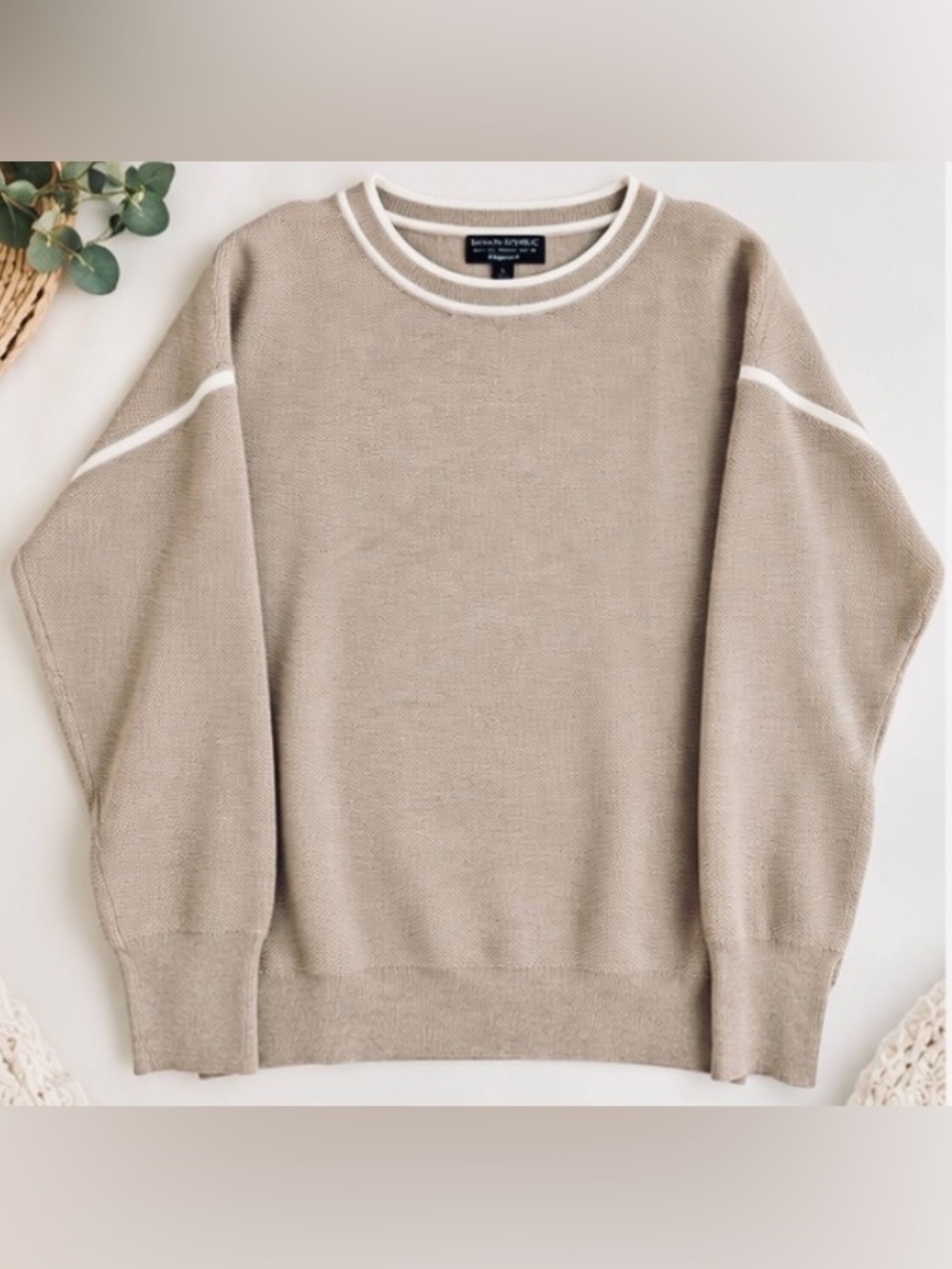 Banana Republic Filpucci Italian Yarn Merino Wool Cashmere Sweater Beige L